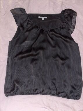 Old Navy Black Satin V-Neck Ruffle Sleeve Camisole